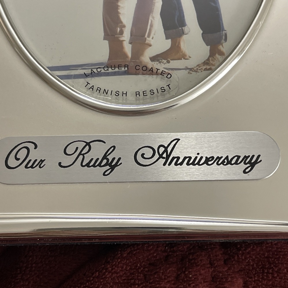 Juliana Two Tone Silver Plated Wedding Anniversary Photo Frame - 40th Ruby‎ Anni - Picture 2 of 8